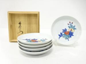 今泉今右衛門造　錦　葵絵　中皿　5客揃